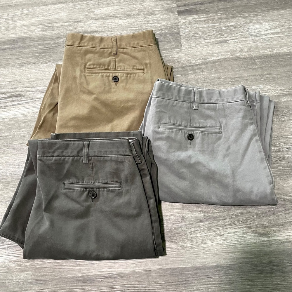 LOT of 3 Lands End Classic Chino Pants Neutral Traditional Fit 38 Preppy Casual